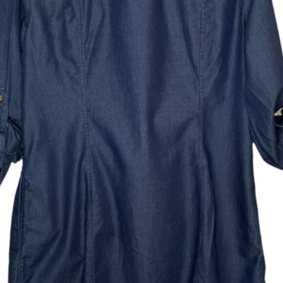 Jones New York Women's Cotton Button-up Shirt Dress Roll Tab Sleeves Sz Large - Picture 6 of 7